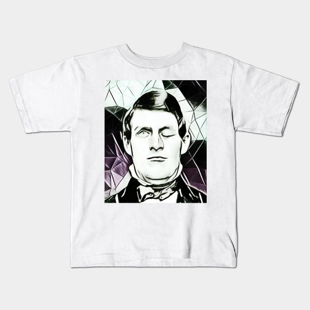Phineas Gage Black And White Portrait | Phineas Gage Artwork 3 Kids T-Shirt by JustLit